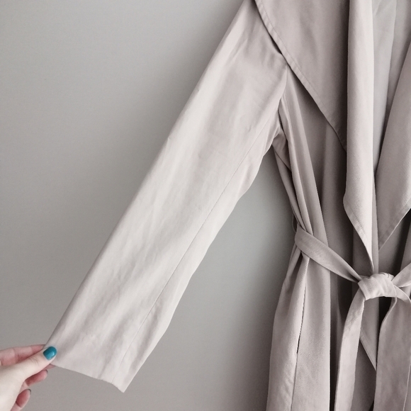 Club Monaco Hanne Wrap Trench Coat 100% Lyocell Lightweight Self Tie Large - Picture 8 of 17